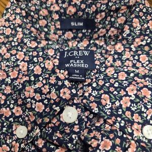 J. Crew Men's Floral Button Down Shirt - Navy and Pink